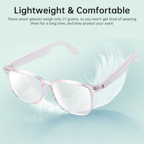 Image of Smart Glasses for Women, Blue Light Filtering Lenses，Bluetooth 6.0, Audio & Mic, Intelligent Touch,Open-Ear Clear Sound, Remote Photography, Ultralight Comfortable Design for Relexing Working