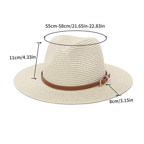 Straw Sun Hats For Women Men Panama Fedora Summer Hat With Leather Belt Wide Brim Beach Sun Jazz Cap #TOP3
