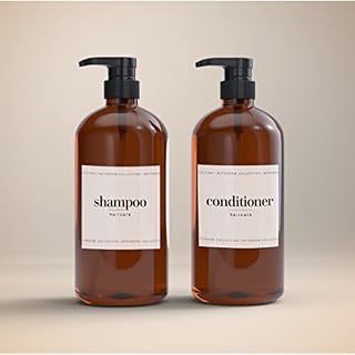 45 x Contemporary Design Bathroom Stickers for Organising - Waterproof Stickers for Shampoo and Conditioner Bottles - Waterproof Labels for Makeup and Bathroom Storage