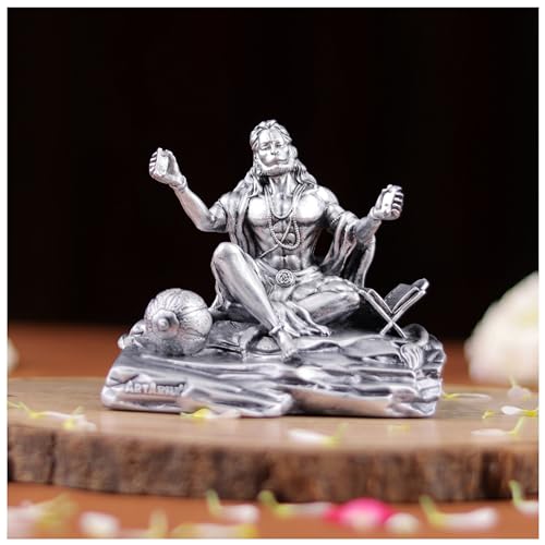 Image of Artarium Bhaktimay Hanuman ji Murti Bajrangbali Idol | Hanuman Ji Statue for Home Decor Gift Article Decorative Showpiece Pack of 1 (Bhaktimay Hanuman ji Silver)