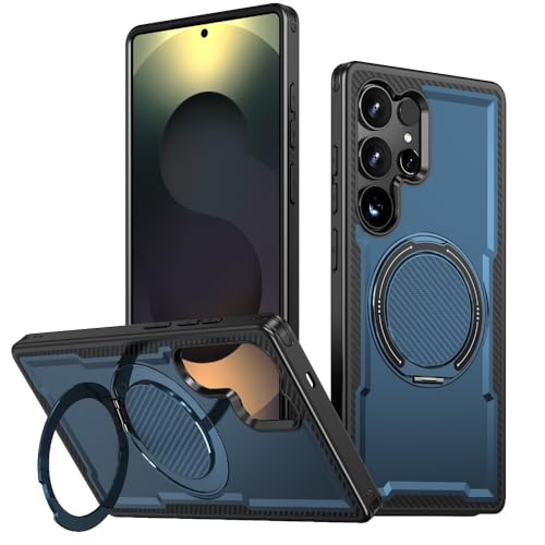 Coque Samsung A15 antichoc bleu nuit avec support anneau rotatif