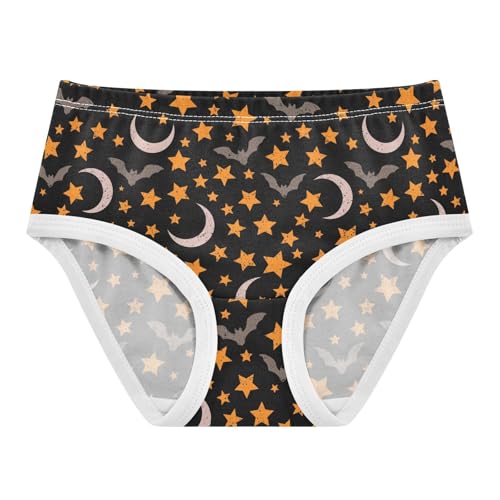 Little Girls' Soft Cotton Underwear Kids Breathable Comfort Bats Stars Moon Panties Briefs Toddler