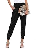 Shawhuwa Black Pants for Women Jogger Pants Sweatpants Ladies Elegant High Waist Solid Pants Capri with Side Slits Black L