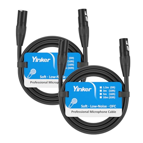 Yinker 2 Stücke XLR Kabel 3m Male zu Female, 3 Polig Mikrofonkabel Male zu Female 2 Stücke Mikrofonkabel XLR Stecker für Audio-und Sound-Equipments 3m 2 Stücke