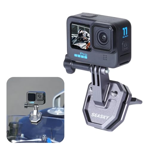 SEASKY M02 Motorbike Motorcycle Windscreen Clamp Mount Accessories All Aluminum CNC for Gopro Hero 13 12 11 10 9 8 7 for DJI Action 6 5 4 3 2 for insta360 Ace Pro 2 Sports Action Camera