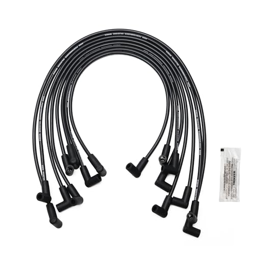 YUANCHINB 8.0mm Black Silicone Ignition Spark Plug Wire Set with HEI Distributor Compatible with Chevy GMC Small Block SBC Valve Cover Wires 265 267 283 302 305 307 327 350 400