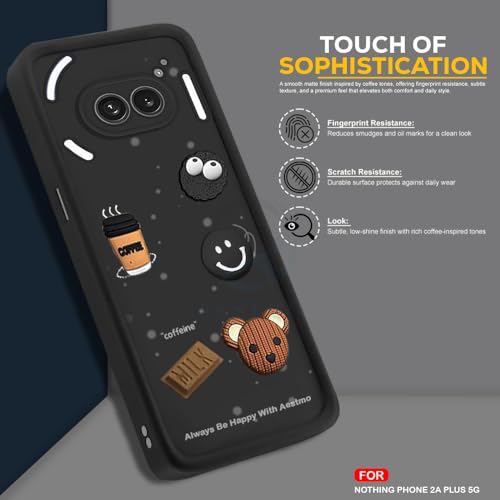 Image of AESTMO Back Case Cover for Nothing Phone 2A / 2A Plus | Cute Fun Cartoon 3D Ball | Coffee Silicone Case | Full Body Protection | Camera Protection Back Cover for Nothing Phone 2A / 2A Plus (Black)