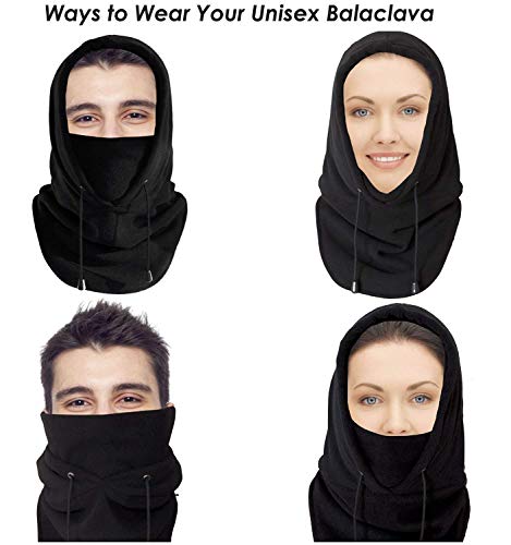 Balaclava Ski Mask For Men & Women - Heavyweight Fleece Hood - Winter Hat For Skiing Hunting Motorcycle Camping Accessories Black #TOP2