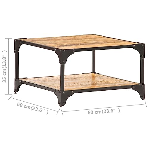 Mesa de cafe de madera maciza resistente de 60 x 60 cm baja para sofa 3