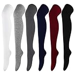 DRESHOW 6 Pairs Over Knee Thigh Socks Thigh High Socks Casual High Stockings Long Knee High Socks for Girl and Women
