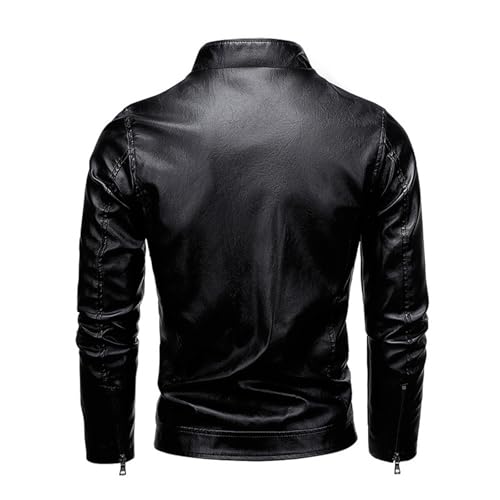 Men's Casual Jackets Stylish Leather Jacket Fashionable Motorcycle Design Trendy Stand-Up Collar for Stylish Men2