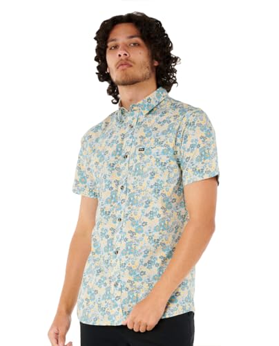 Rip Curl Men’s Fun Times Ditsy Short-Sleeve Woven Shirt – Lightweight Button-Down for Surf, Travel & Casual Wear