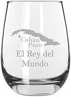 Vista 13 de Cuaba - Vaso de vino sin tallo grabado con temática de cigarro cubano de 15.25 onzas