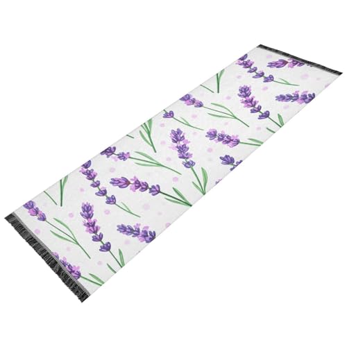 Flower Polka Dot White Runner Rug for Hallways Kitchen Rugs Washable Rug for Indoor Bedroom Laundry Room 72 * 23.5 in