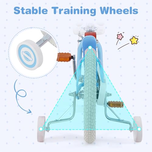 Image of BABY JOY Kids Bike, 12 14 16 18 20 Inch Boys Girls Bike w /Removable Basket | Kids Bicycle with Adjustable Seat & Handlebar, Handbrake & Coaster Brake, Training Wheels or Kickstand (Multi-Color Choices)