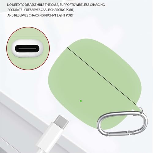 Image of Anvique Silicone Case Cover for Oneplus Nord Buds 4 Pro, Scratch Resistance, Shock Absorption, with Premium Carabiner (Matcha Green R)