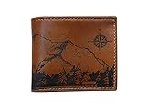 Unik4art - Mountain genuine leather handmade men's wallet, landscape bifold mini slim anniversary pr