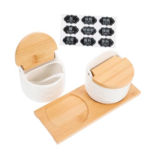 SOLUSTRE Salt Pepper Storage Jars Set Piece Condiment Containers Lids Large Mouth Spice Jars Kitchen Seasoning Pots