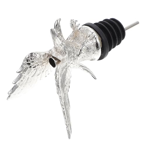 JEWEDECO Vertedor y Tapón de Vino Diseño de Cabeza de Águila en Aleación de Zinc Plata, Accesorio Decorativo y Funcional para Botella, Adecuado para Barra y Eventos