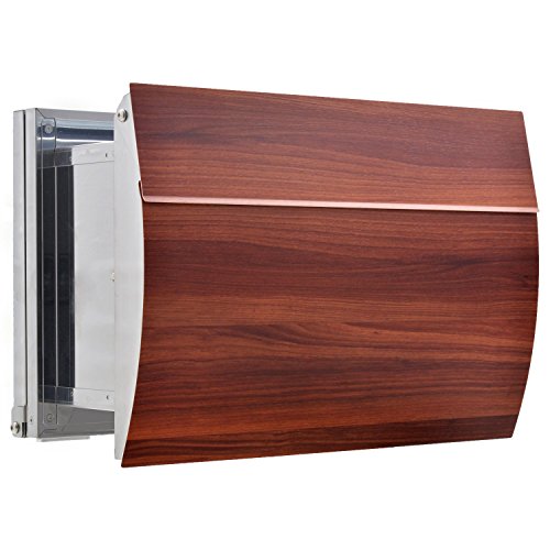 LEON (レオン) MB0310 郵便ポスト 埋め込み型 後ろ出し ステンレス製 メール便対応 防水 おしゃれ 大型 北欧 ポスト 郵便受け (MAIL BOXシート無し) プラムウッド