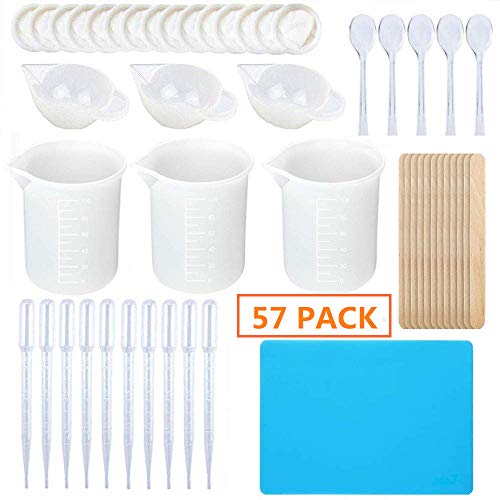 silicona tazas de medir para 100 ml de resina de mezcla de depósito de colada de resina tazas con la mezcla de palos, dejando caer la pipeta, dediles, cuchara de plástico, estera de silicona