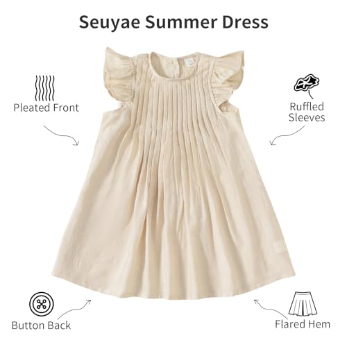 Baby Girls Flutter Sleeve Button Back Dress for Girl Summer Beach Sundress3