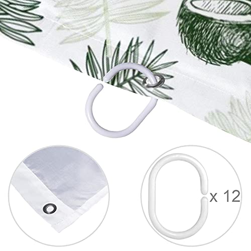 Rideau de douche imperméable vert avec crochets rideaux douche palmier - 5