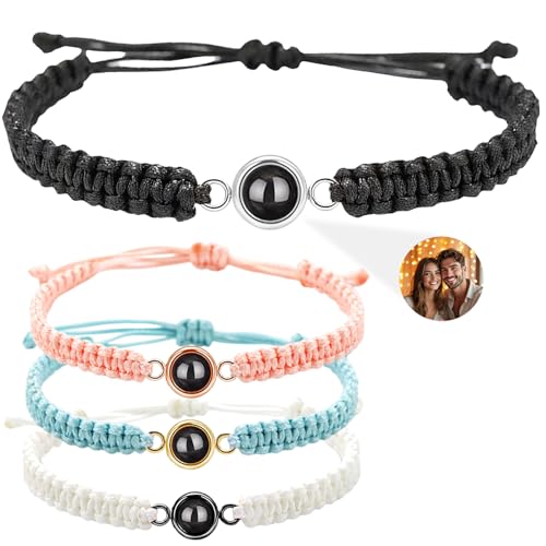 PUZYCOFA Personalisiertes Armband Mit Foto, Fotoarmband Projektion, Armband Mit Bild Personalisierte Geschenke für Damen Männer Freundin Mama Paare Weinachtsgeschenke (Stil 1)