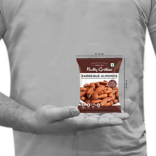 Image of Nutty Gritties Barbeque Almonds, Healthy Snack for kids and adults, Dry Roasted, Non Fried, Zero Oil, (Pack of 20-21g Each), 420g