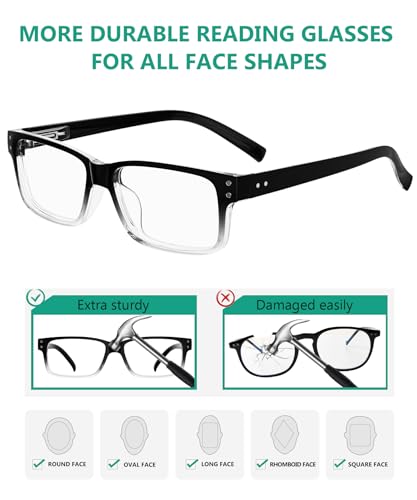 Image of Eyekepper Vintage Eyeglasses for Men - 5 Pack Spring Hinges Classic Glasses - Black-Clear Frame +0.00