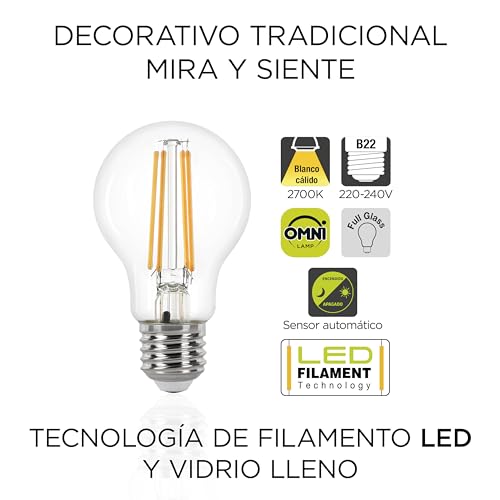 Integral LED E27 Non-Dimmable Dusk to Dawn Dual Sensor Omni-Filament GLS Bulb, Warm White 2700K, 806lm, 7W (60W Equivalent) - Image 2