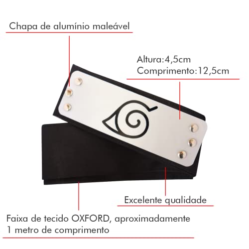 1 Bandana Vila Da Folha Minato + Faixa Akatsuki Renegada Sasuke Anime Naruto