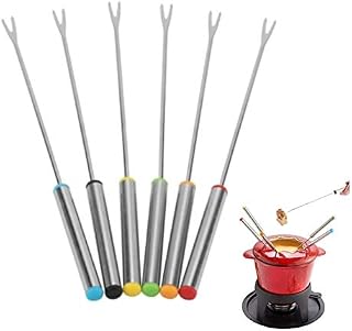 6Pcs Marshmallow Roasting Sticks, 24cm Stainless Steel Fruit Chocolate Fountain Cheese Forks for Camping Campfire Party Picnic Meal Buffet(The Burner Not Included)