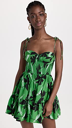 Staud Women's Mini Landry Dress, Green Pinwheel, M #TOP1