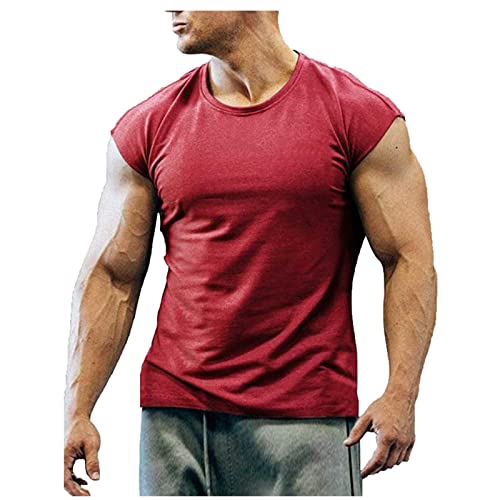 Cut Off Workout Tank Tops For Men Muscle Gym Workout Athletic Shirt Gym Bodybuilding Sleeveless T Shirts Fashion Vest Wine #TOP20