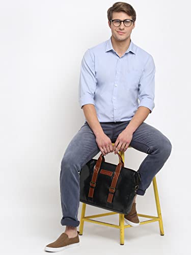 Image of Cantabil Men Cotton Blend Solid Sky Blue Full Sleeve Casual Shirt (P-MSHC00233-SKY Blue)