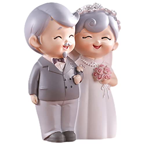 Veemoon Couple De Personnes Âgées Figurines Grands-Parents Parents Statues De Mariage Gâteaux Toppers Sculpture d'anniversaire De Mariage pour La Décoration De Fête À La Maison
