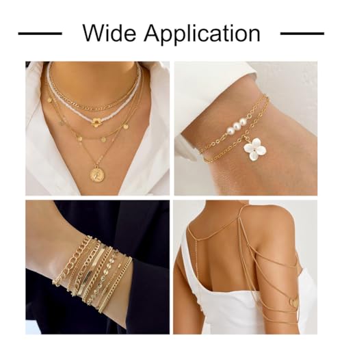 Elecrelive 14K Gold Filled Cable Chains Brass Permanent Jewelry Chains for Women's Trendy Layering Necklace Bracelet Making