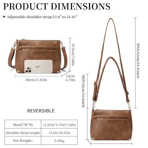 GOIACII Crossbody Bags for Women Leather Hobo Shoulder Handbags Ladies Travel Purse with Multi Zipper Pockets - Image 5