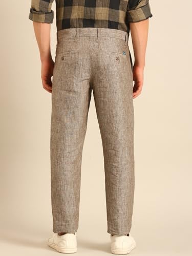 Image of Linen Club Men's Pure Linen Contemporary Fit Casual Trousers