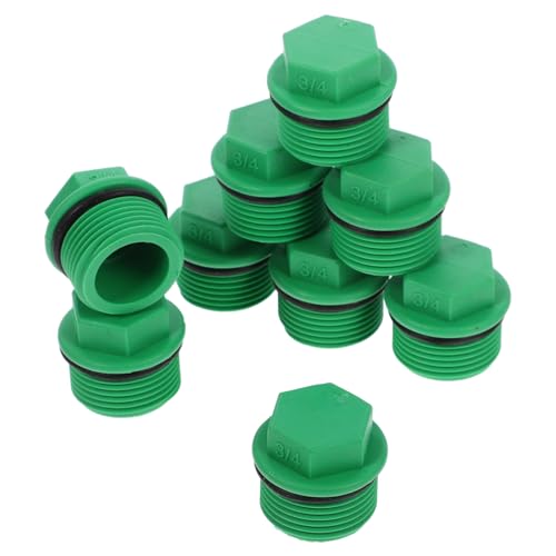 TOYANDONA Tapón De Manguera De Jardín De Plástico 3/4 Rosca Externa, Color Verde, 10 Unidades, Accesorio Multiusos para Cierre De Extremos, Protección contra Suciedad y Congelación