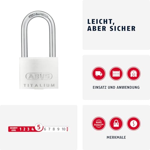 ABUS Vorhängeschloss Titalium 64TI/40HB40 - Hoher Bügel, Sicherheitslevel 5 – Ansicht 2