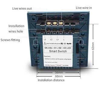 KONOQ Lux.Glass Panel Touch LED Light Smart Switch:BLACK TOUCH ON/OFF