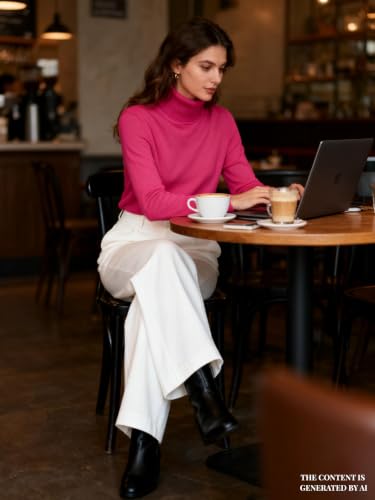 Image of DAIMIDY Turtleneck Sweaters for Women Long Sleeve Pullover Tops | Knitted Material| Soft, Warm and Breathable| High Resilience and Tensile Strength Design| Business Casual Tops| Dailywear