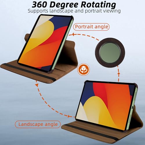 Image of TGK 360 Degree Rotating Flip Cover Case for Moto Pad 60 Pro 12.7 inch 2025 Release Tablet (Brown)