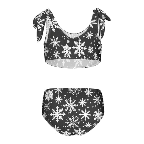 KLL Snowflake Black and White Background Girl 2 Piece Bikini Set Quick-Dry Swimsuit Swimming Suits Cute Shoulder Strap2
