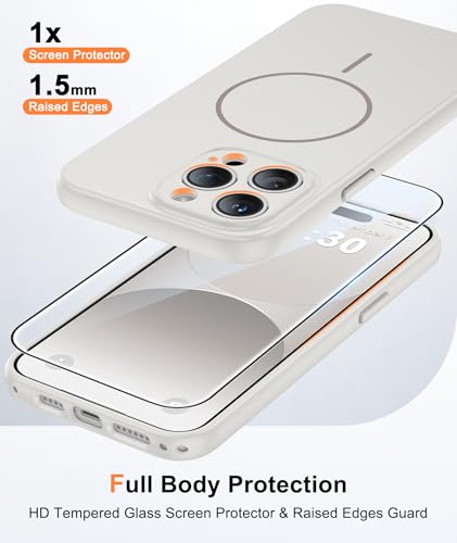 Image of FNTCASE for iPhone 14 Pro Max Case White: [Compatible with Magsafe] Solid Matte 14 Pro Max Magnetic Phone Cover with [Full Camera Protection] [Screen Protector] Military Grade Shockproof Protective