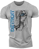 Detroit Shirts for Men - Athletic Merchandise - Detroit City Vintage Style Apparel (021. Tiger Eye Detroit T-Shirt, Grey, X-Large)