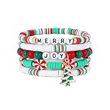 Elegance 11 designs Heishi - Pulseras de cuentas para mujer, arcilla polimérica, multicolor, apilables, estilo bohemio, joyería de verano y playa, 7, Vinilo, Sin piedra preciosa