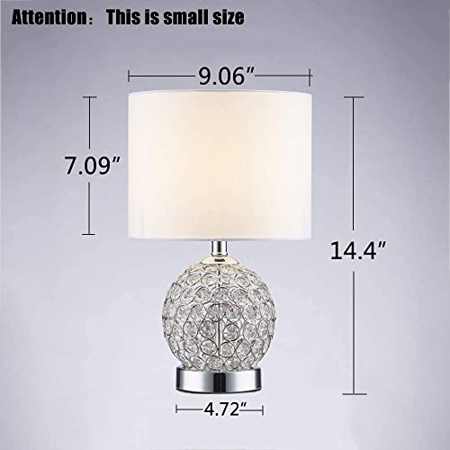 Sottae Classic Small Crystal Lamp Base Living Room Bedroom Table Lamp,Desk Lamp With White Fabric Shade #TOP1